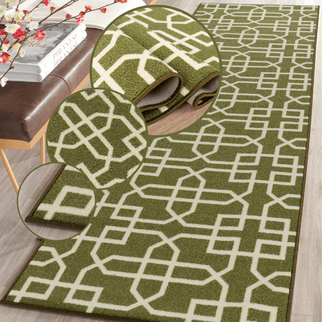 Hallway Geometric Runner Modern Kitchen Rug Non Slip Door Mat Long Floor Mats UK