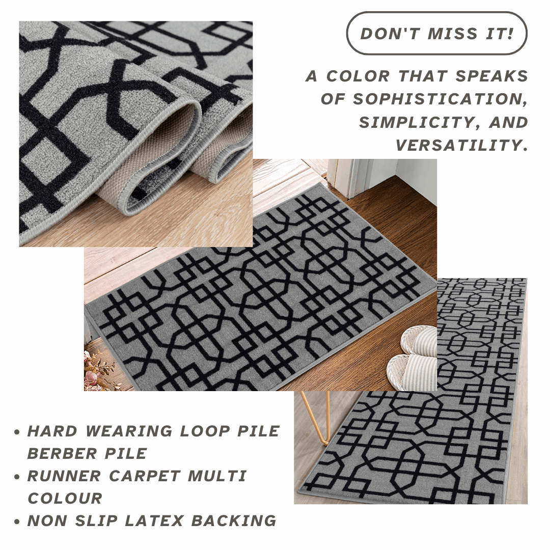 Hallway Geometric Runner Modern Kitchen Rug Non Slip Door Mat Long Floor Mats UK