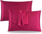 2 Pack Satin Pillowcases 50x75cm Standard UK Size  Soft 100% Polyester Satin Pillow Covers with Envelope Closure, Smooth Lightweight Machine Washable Bedding Pillowcase Set for Home & Bedroom