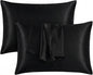 2 Pack Satin Pillowcases 50x75cm Standard UK Size  Soft 100% Polyester Satin Pillow Covers with Envelope Closure, Smooth Lightweight Machine Washable Bedding Pillowcase Set for Home & Bedroom