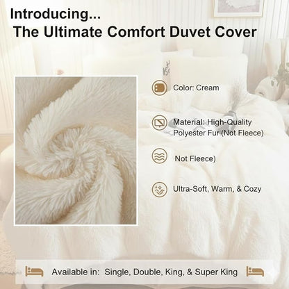 Luxury Faux Fur Shaggy Duvet Cover Set  Super Soft Plush Teddy Fleece Bedding Set with Matching Pillowcase  Warm Winter Bed Linen