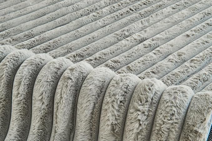 Luxury Faux Fur Shaggy Area Rug  Ultra Soft Plush Striped Non Slip Floor Carpet for Living Room, Bedroom, Lounge & Nursery  120 x 170cm