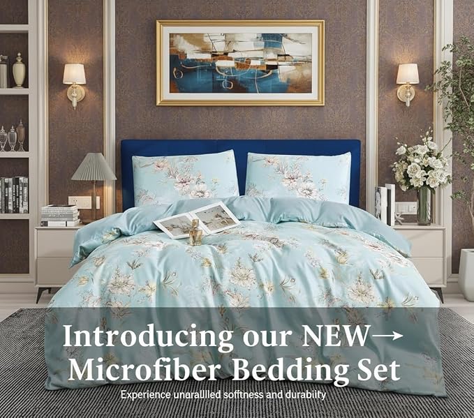 Luxury Microfiber Duvet Cover Set 3 Piece  Ultra Soft Breathable Quilt Cover with Hidden Zipper Closure  Lightweight Hypoallergenic Bedding Set with 2 Pillowcases