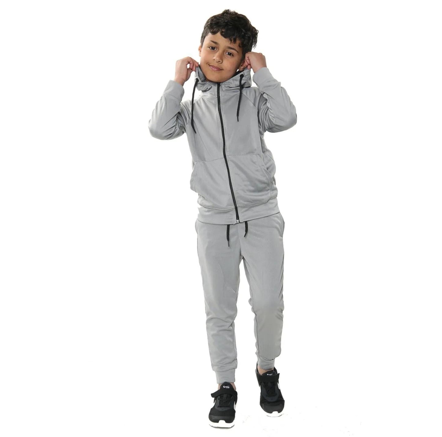 Kids Fleece Tracksuit Set Hooded Hoodie Top & Jogging Joggers Sports Bottoms