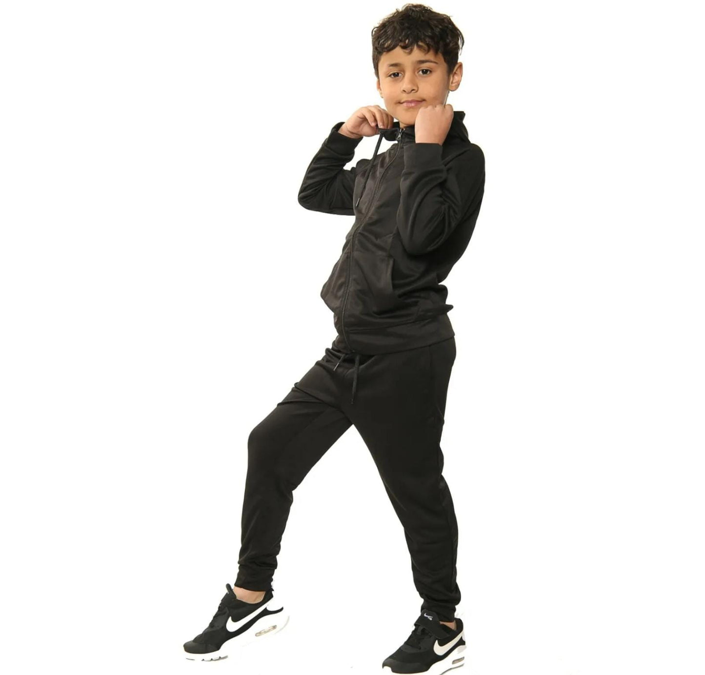 Kids Fleece Tracksuit Set Hooded Hoodie Top & Jogging Joggers Sports Bottoms