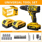 Cordless Electric Drill Set with Lithium Battery, Rechargeable Impact Drill & Screwdriver Combo Tool, Multifunctional Hand Drill for DIY, Home Repair, Craft Projects & Maintenance