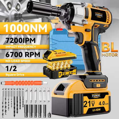 Cordless Impact Wrench with Lithium Ion Battery & Fast Charger, Heavy Duty Electric Torque Wrench for Car Repair, Home Maintenance, DIY & Workshop Projects