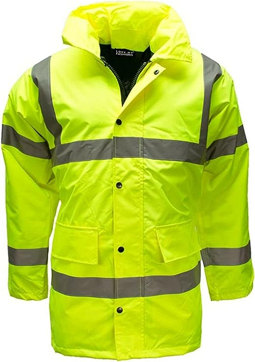 Hi Viz Vis Parka Work Wear Waterproof Jacket Winter Mens PPE High Visibility Top