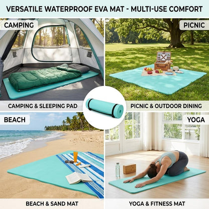 Waterproof EVA Camping Mat 180 x 50 x 0.6cm Lightweight Roll Up Foam Sleeping Pad Outdoor Mat for Camping, Hiking, Picnic & Beach