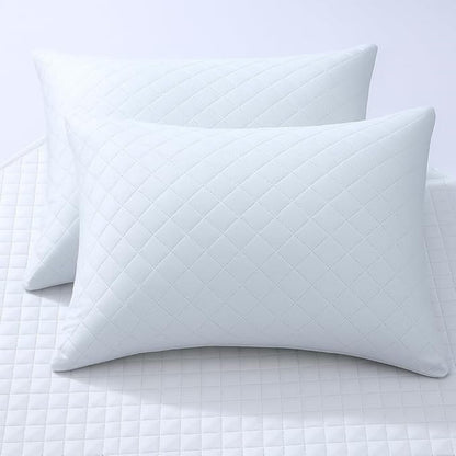Pillow Protectors 2 Pack / 4 Pack Zippered Pillow Covers 50x75cm Soft Terry Breathable Machine Washable Bedding Protectors White
