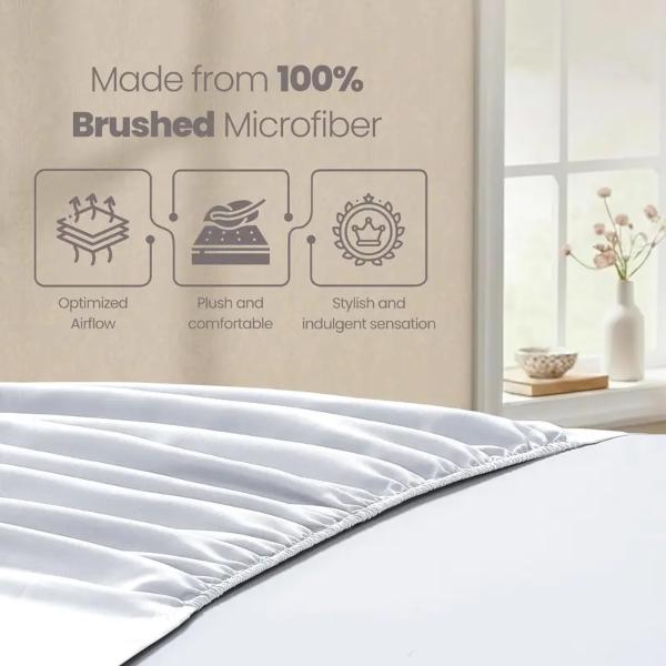 Extra Deep Fitted Bed Sheet 40cm Soft Plain Mattress Cover with Elastic Fit Easy Care Bedding for Daily Use