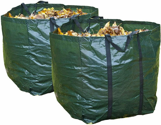 2 Pack Heavy Duty Garden Waste Bags Reusable Showerproof Garden Sacks for Leaves, Weeds & Clippings with Strong Handles