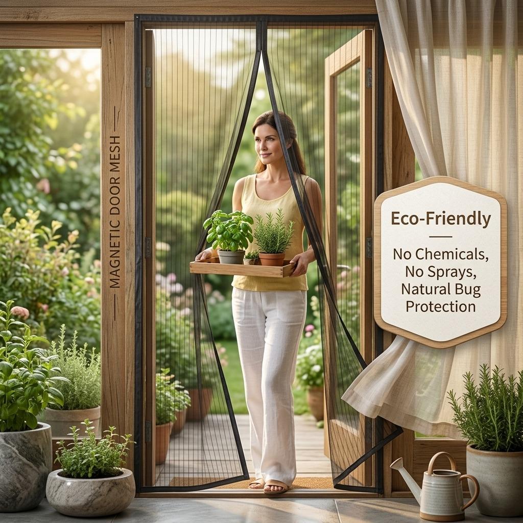 Magnetic Mesh Screen Door Curtain with Automatic Magnetic Closure, Hands-Free Bug Screen for Home, Patio & Garden Doors