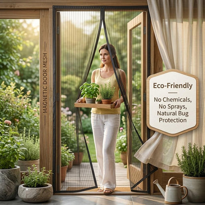 Magnetic Mesh Screen Door Curtain with Automatic Magnetic Closure, Hands-Free Bug Screen for Home, Patio & Garden Doors
