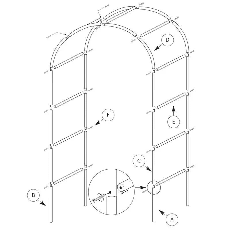 2.4M Garden Arch Trellis Metal Tubular Frame Climbing Plant Archway Arbour