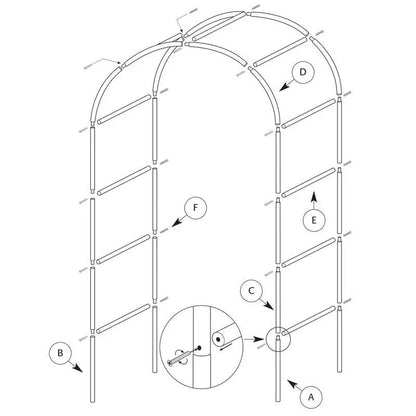 2.4M Garden Arch Trellis Metal Tubular Frame Climbing Plant Archway Arbour