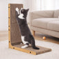 Cat Scratcher L-Shape with Ball Toy Vertical & Horizontal Corrugated Cardboard Scratching Post Wooden Frame Cat Scratch Pad for Indoor Cats