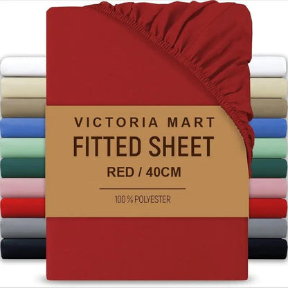 Extra Deep Fitted Bed Sheet 40cm Soft Plain Mattress Cover with Elastic Fit Easy Care Bedding for Daily Use