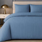 Satin Stripe Duvet Cover Set Soft Microfiber Bedding Set Single Double King Super King