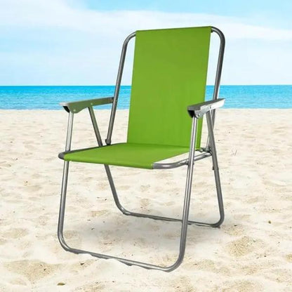 Spring Beach Chair Outdoor Folding Sun Lounger Chair with Armrests Lightweight Portable Garden Deck Chair for Beach, Camping, Fishing, Picnic & BBQ