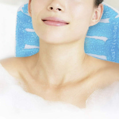 Cooling Gel Spa Bath Pillow with Suction Cups Soft Neck & Shoulder Support Headrest for Bathtub & Home Spa Relaxation