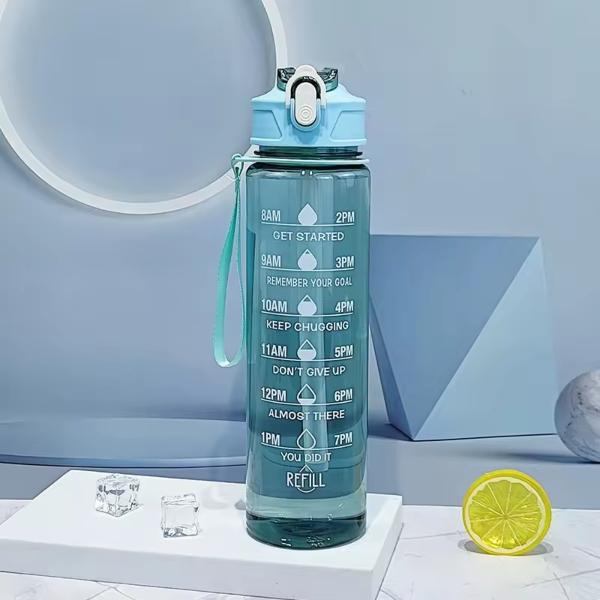 32oz Motivational Water Bottle 1L with Time Marker & Straw Leakproof BPA-Free Sports Hydration Bottle with Hourly Drink Reminder for Gym, Fitness & Office
