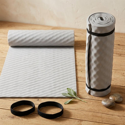 Camping Mat Waterproof EVA Foam Sleeping Mat 180x50x1.5cm Lightweight Roll Up Yoga Exercise Mat with Elastic Straps for Hiking Travel