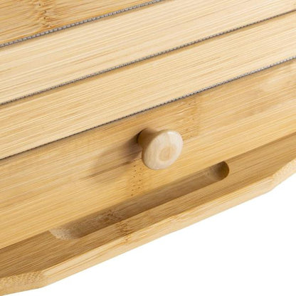 Bamboo Bread Bin Roll-Top Bread Box Wooden Kitchen Storage Bin Bread Container With Roll-Top Lid Kitchen Utensils