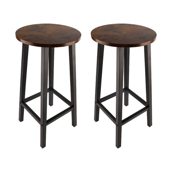Solid Wood Bar Stools Set of 2 – Stylish Modern Breakfast Bar Seating with Durable Metal Legs, Space-Saving Kitchen Island Stools (3 Color Options)