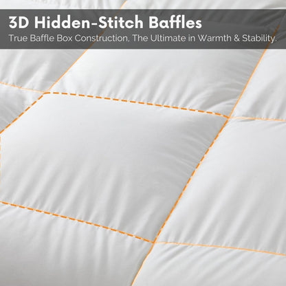 Goose Feather & Down Duvet cover set, Cotton Cover, Box-Stitched, All Season Warm quilts Cover set tog 10.5 to tog 18.5 cold night