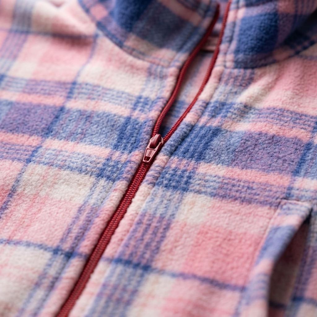 Ladies Tartan Check Fleece Dressing Gown Zip Up Housecoat Warm Robe with Pockets for Women