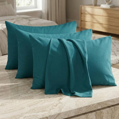 4 Pack Microfiber Pillowcases 50x75cm Standard Size Soft Breathable Pillow Covers with Envelope Closure Smooth Brushed Bedding Set