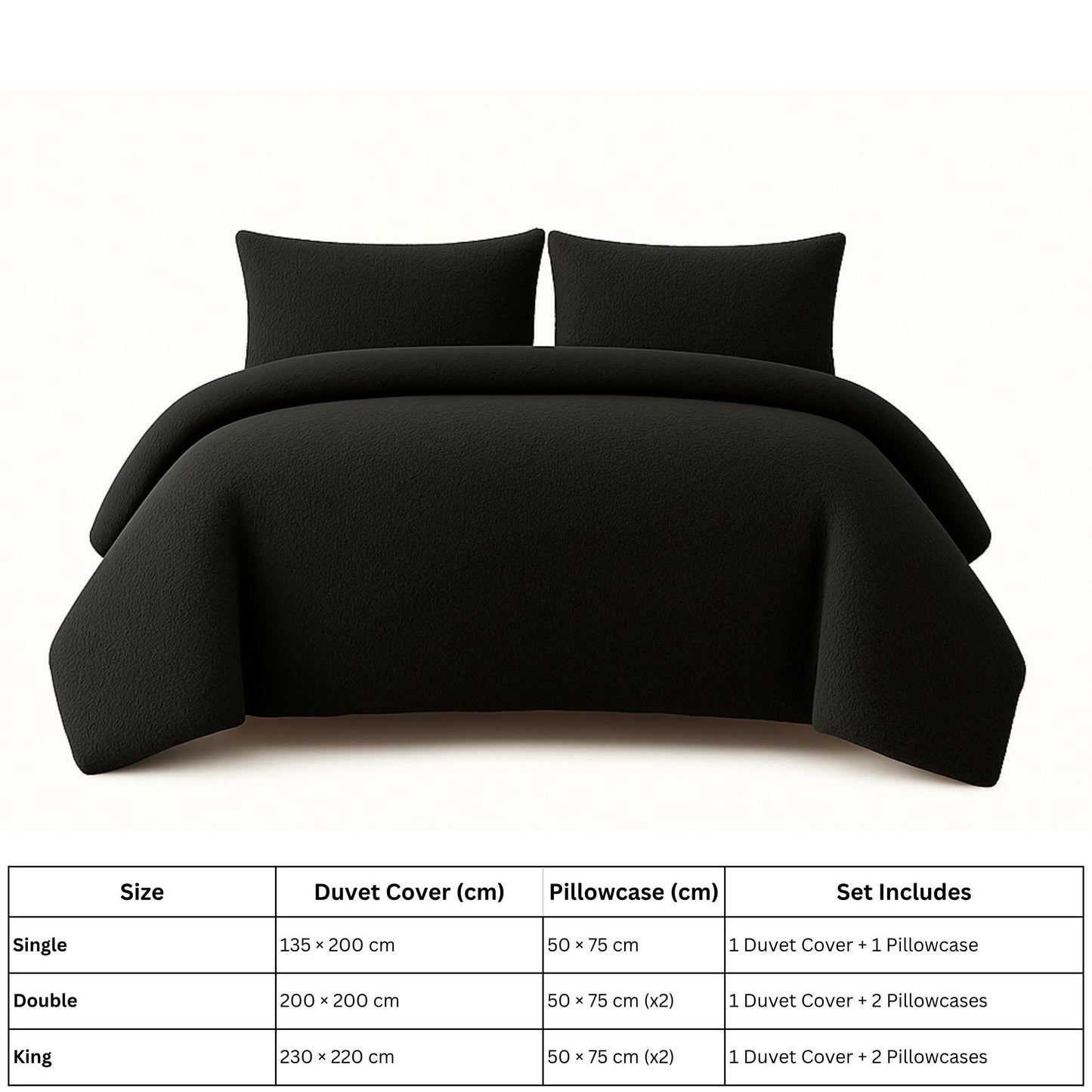 New Soft Teddy Fleece Duvet Quilt Cover Bedding Set with 2 Matching Pillow Cases Cosy bedding All Sizes Pink Teal Black Grey Snuggle Cozy bedding Duvet Cover