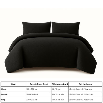 New Soft Teddy Fleece Duvet Quilt Cover Bedding Set with 2 Matching Pillow Cases Cosy bedding All Sizes Pink Teal Black Grey Snuggle Cozy bedding Duvet Cover
