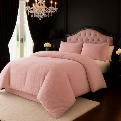 New Soft Teddy Fleece Duvet Quilt Cover Bedding Set with 2 Matching Pillow Cases Cosy bedding All Sizes Pink Teal Black Grey Snuggle Cozy bedding Duvet Cover