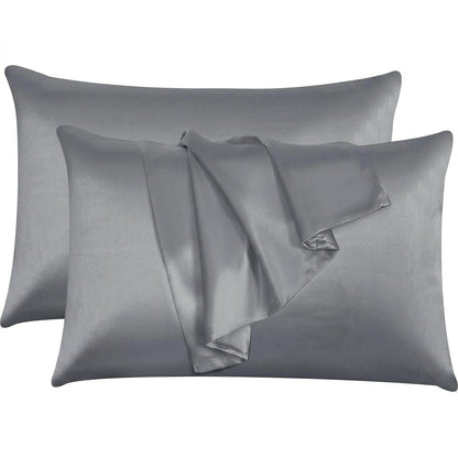 Satin Silk Pillowcases for Hair and Skin 2 Pack Standard Size 50x75cm Envelope Closure Pillow Case