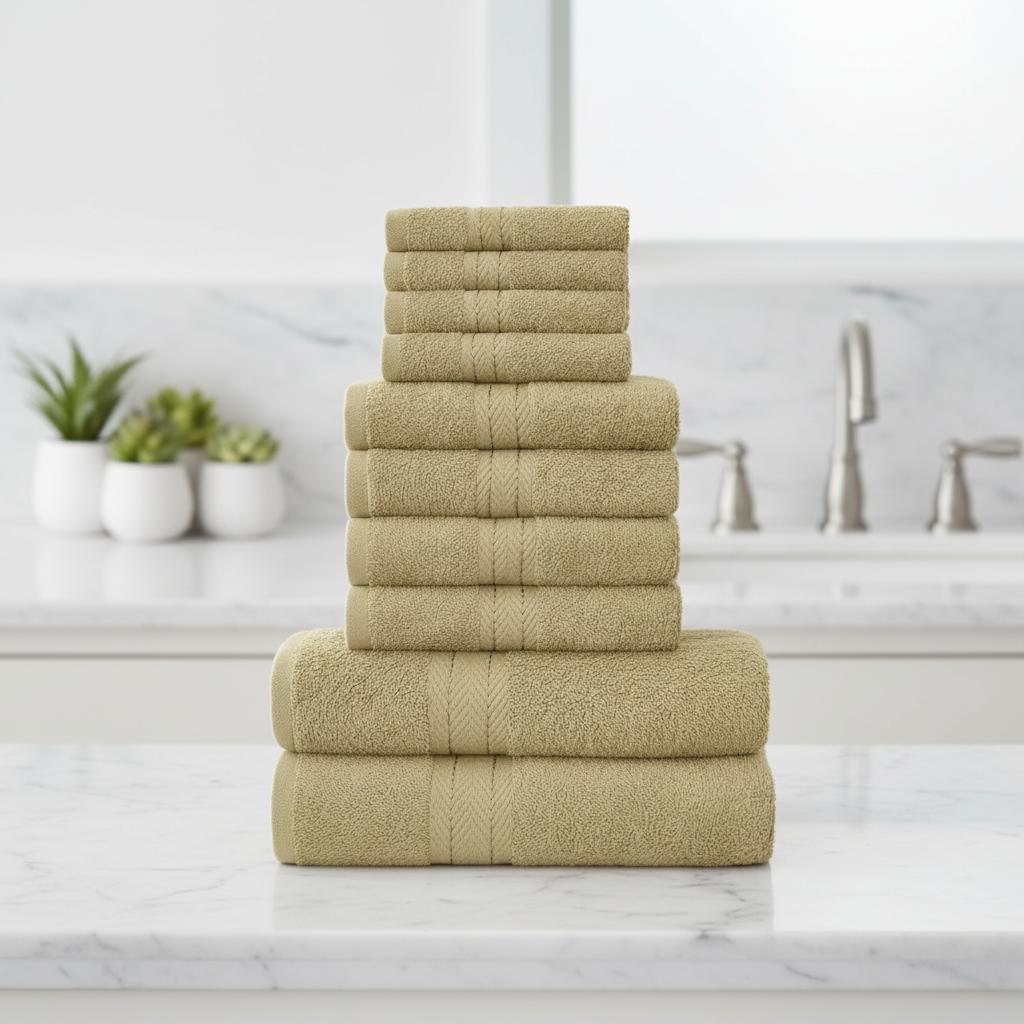 10 Pieces Premium Egyptian Cotton Towel Bale set Hotel Quality Face Hand & Bath Towels Soft & Absorbent 500GSM
