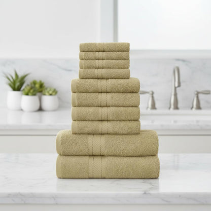 10 Pieces Premium Egyptian Cotton Towel Bale set Hotel Quality Face Hand & Bath Towels Soft & Absorbent 500GSM