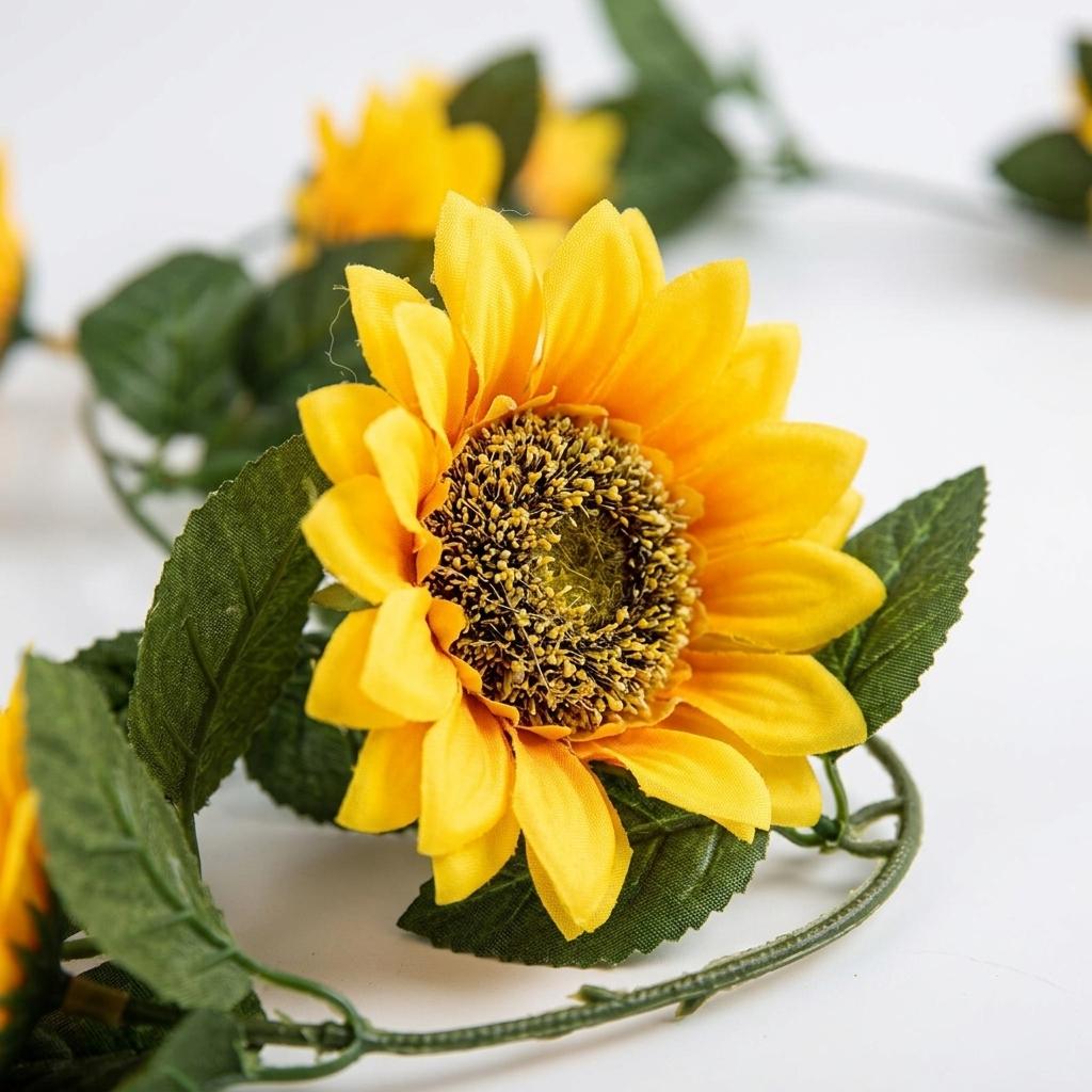 10PCS Artificial Sunflower Hanging Garland 2M Decorative Vine for Home, Wedding, Party & Garden Décor