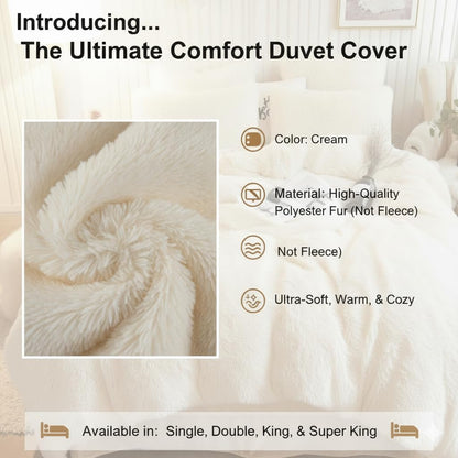 Snuggle Cuddle Hugg Snug Duvet Cover Set Super Soft Fluffy Fur Quilt Sets Warm Thermal Cosy Winter Bedding Set Luxury Faux Fur Shaggy Duvet Cover Bed Set