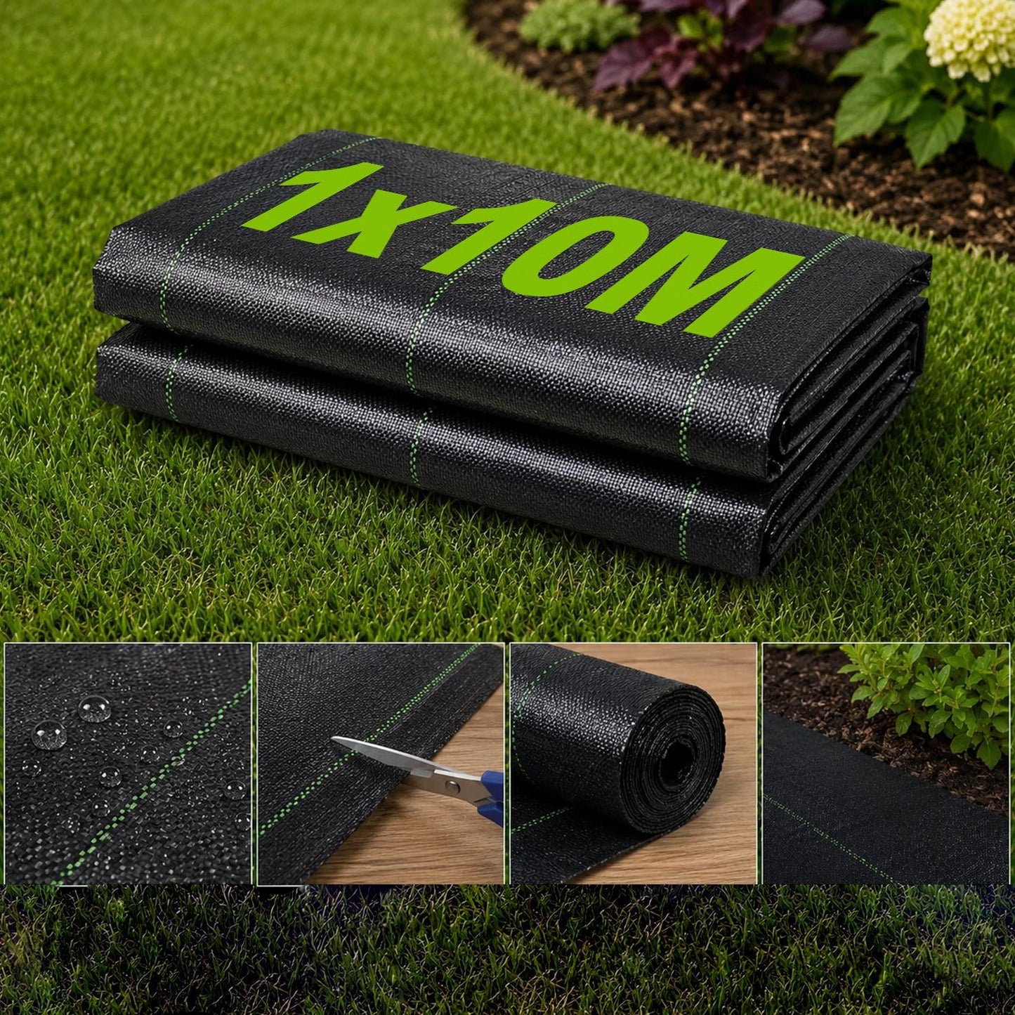 Heavy Duty Weed Barrier Fabric 1x10m 90gsm Ground Cover Membrane for Garden Landscaping Gravel Paths Patio Flower Beds