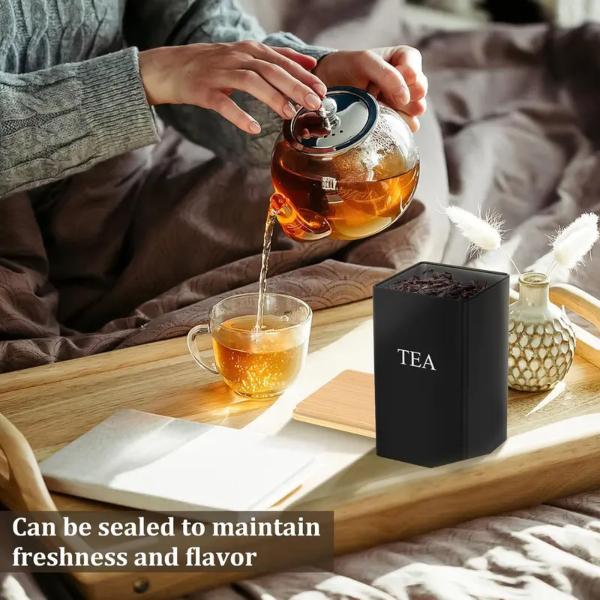 3pc Stackable Kitchen Canister Set – Airtight Tea/Coffee/Sugar Containers with Eco-Friendly Bamboo Lids for Pantry & Cupboard Organisation