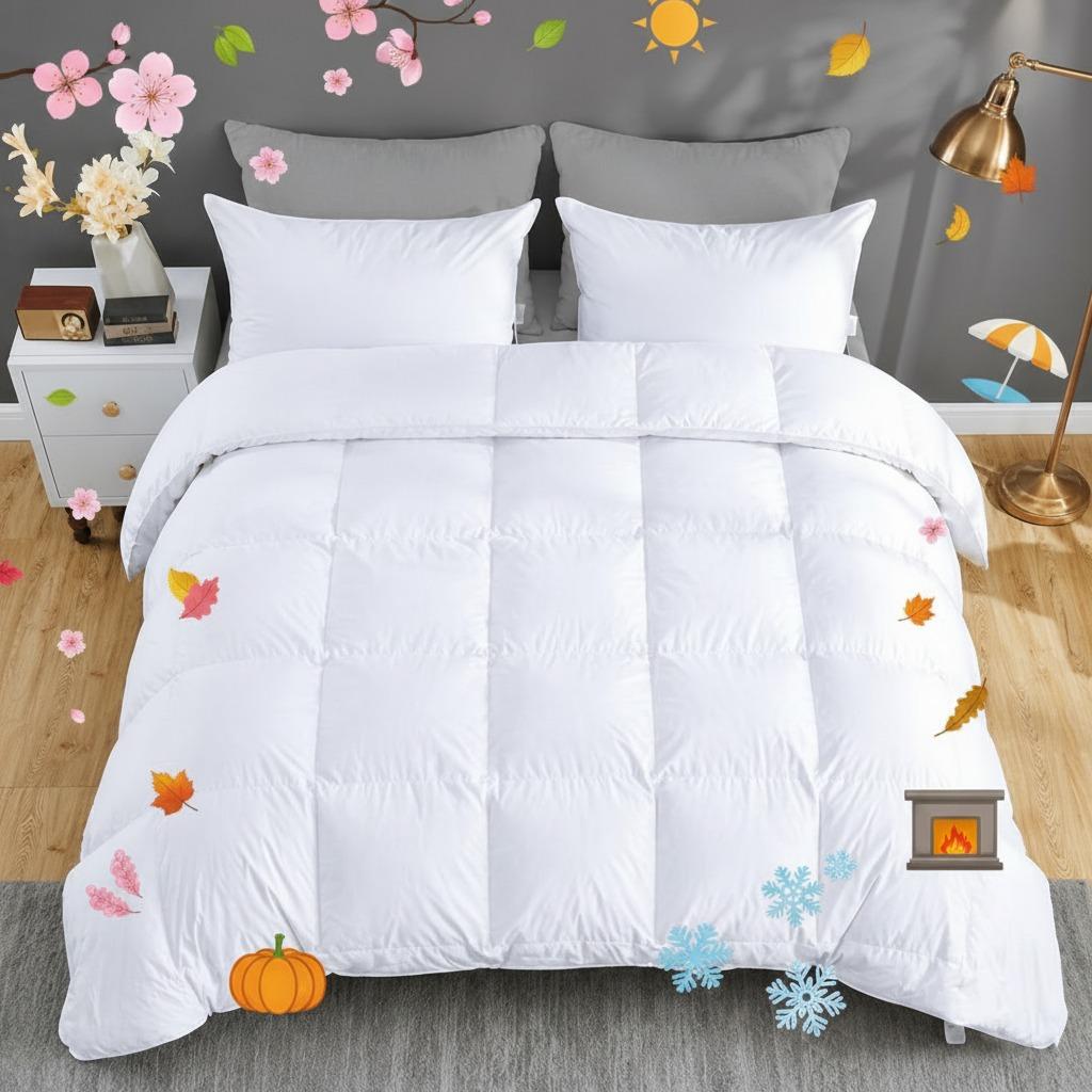 13.5 Tog Duck Feather & Down Duvet All Seasons Quilt with Anti-Dust Mite Down-Proof Cover Soft Warm & Machine Washable