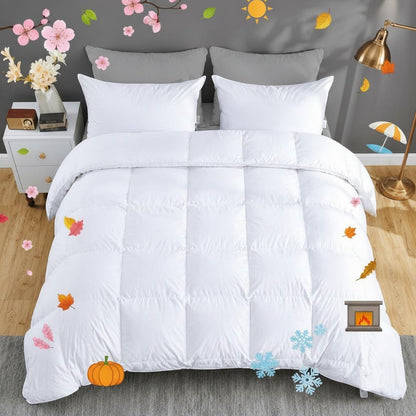 13.5 Tog Duck Feather & Down Duvet All Seasons Quilt with Anti-Dust Mite Down-Proof Cover Soft Warm & Machine Washable