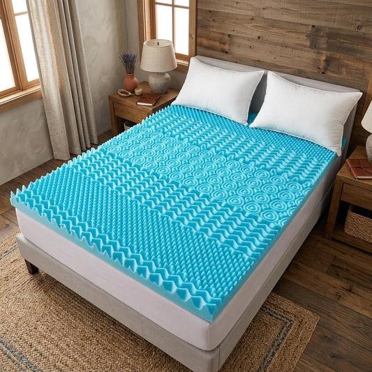 7 Zone PU Foam Mattress Topper 5cm & 10cm Cooling Breathable Open Cell Foam Bed Topper Soft & Supportive Mattress Overlay Single Small Double Double King Super King UK