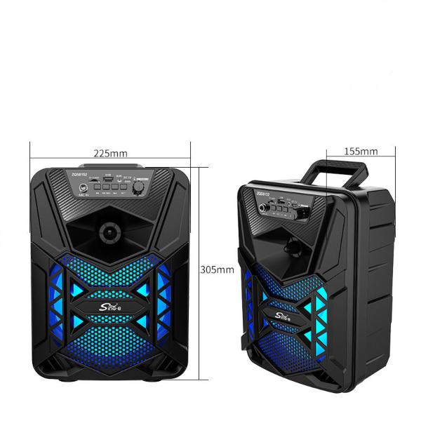 8 Inch Wireless Bluetooth Trolley Speaker with Microphone LED Lights Portable Outdoor Party Speaker with Rechargeable Battery