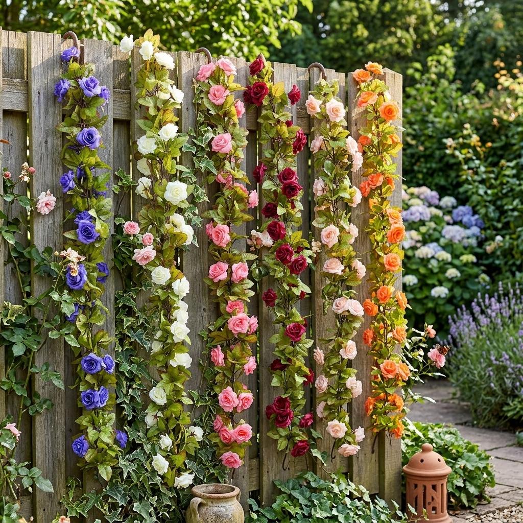 10PCS Artificial Rose Hanging Garland 2.3M Mixed Colour Flower Vine for Home, Wedding, Party & Garden Decoration