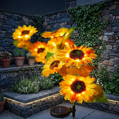 2PCS Solar Sunflower Lights Waterproof Outdoor LED Garden Stake Lights for Yard, Patio, Lawn & Pathway Decoration