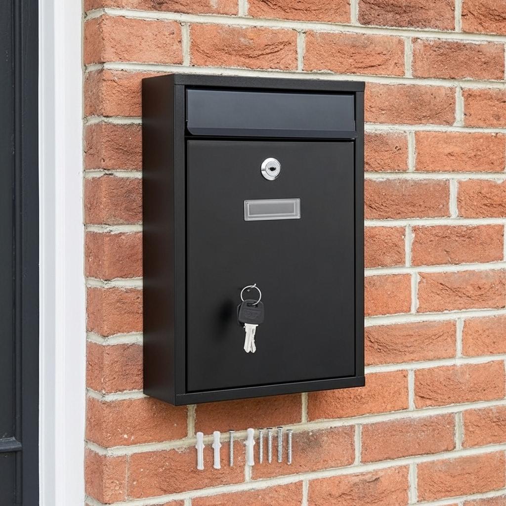 Large Lockable Letter Post Box Wall Mounted – Alloy Steel Mailbox with Keys, Weather Resistant Outdoor Post Box with Nameplate Holder