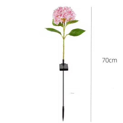 2 Pc Solar Hydrangea Flower Garden Lights Waterproof Outdoor LED Path Lights with 8 Lighting Modes for Garden, Patio & Lawn Random Color